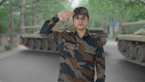 proud indian army man saluting