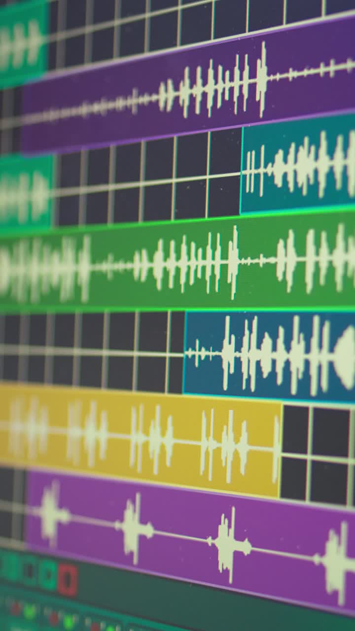 Sound Waveforms Moving on a Computer Screen in Editing Software
