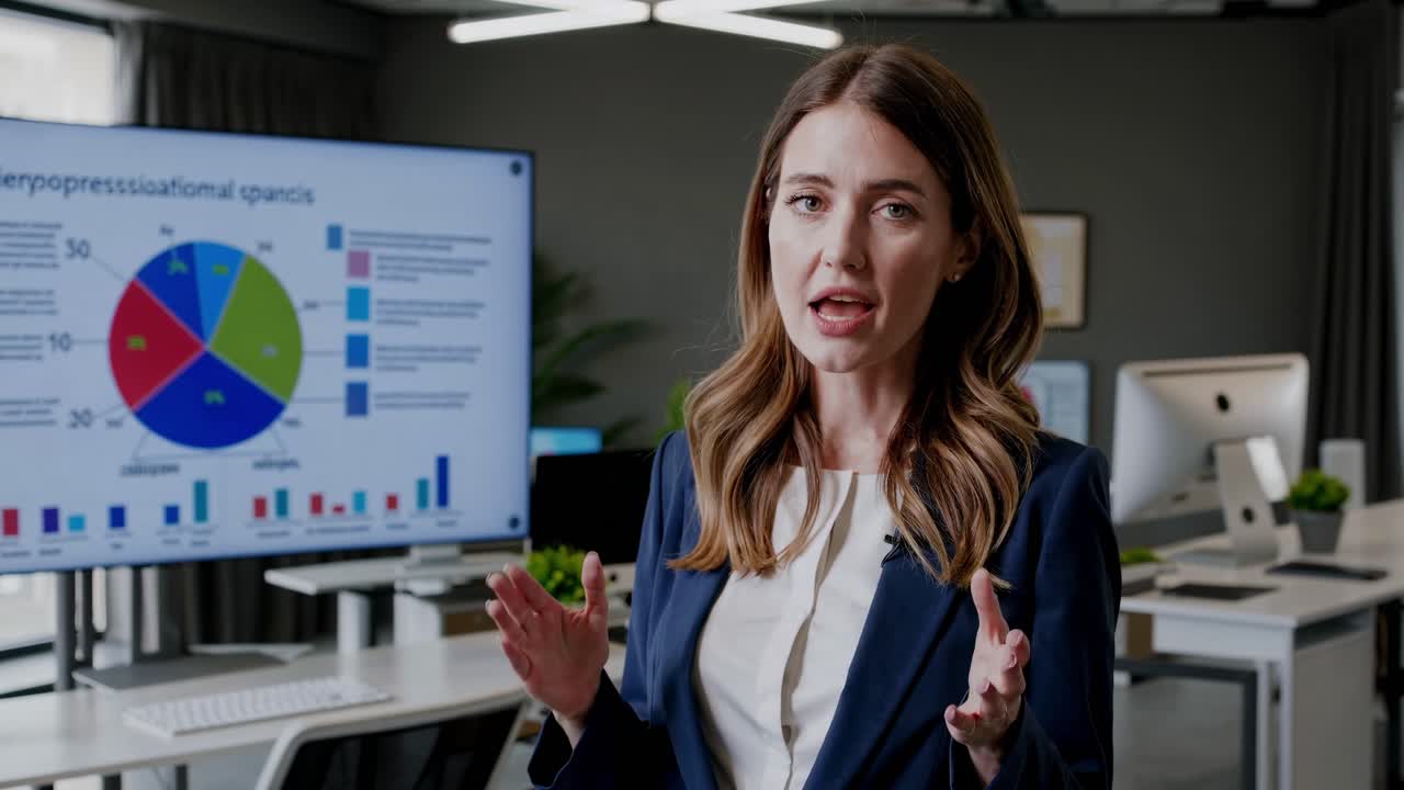 Businesswoman presenting data analysis