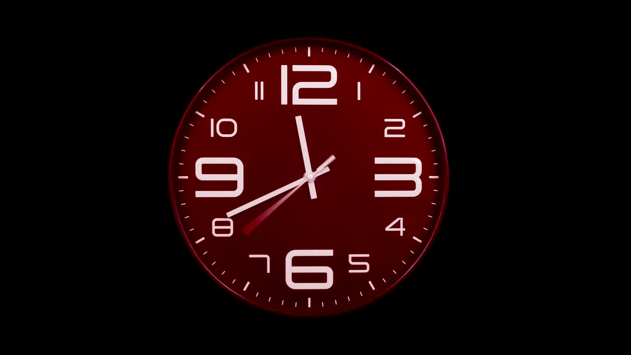 el reloj rojo moderno se mueve rápido hacia adelante.