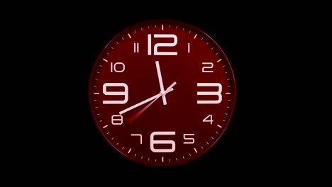 modern red clock face moving fast forward