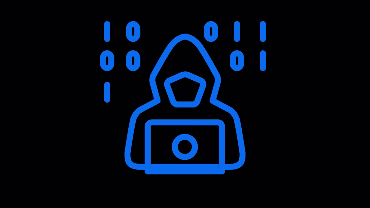 Animated Hacker Icon with Binary Code