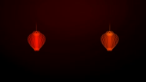 3d isometric virtual transparency chinese lantern moving rotate, celebrate new year festival concept design on red gradients background, seamless looping animation 4k with copy space