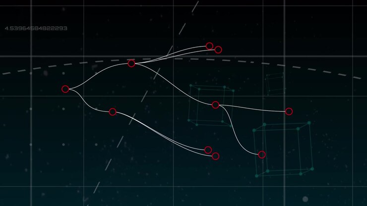 Animation of network of connections and scope scanning