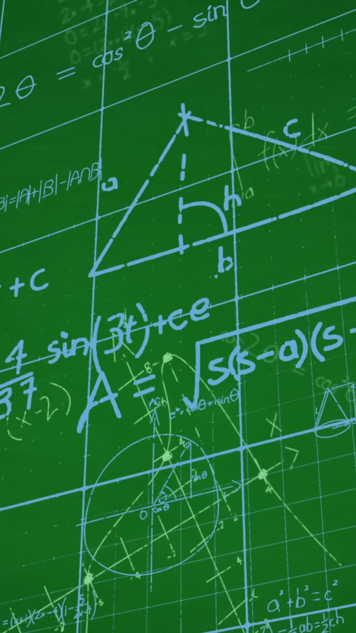 Animation of mathematical data processing over green background