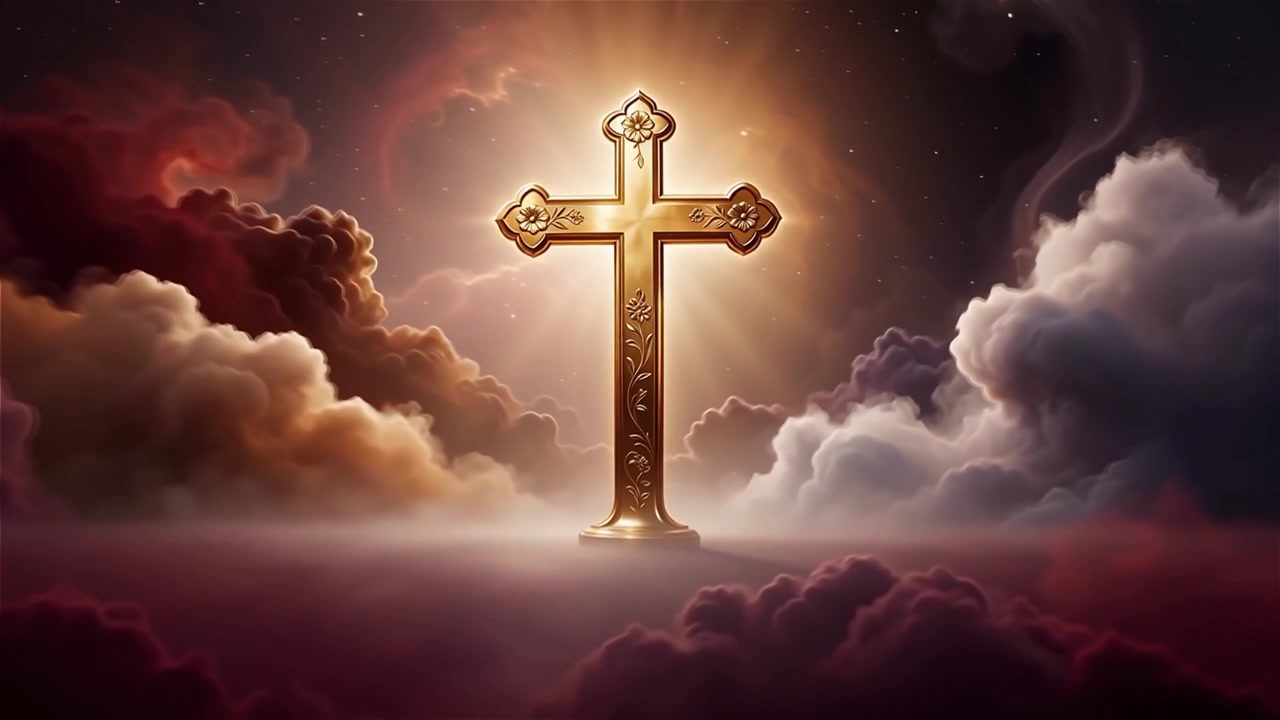 Christian Cross Heavenly Light Worship Background