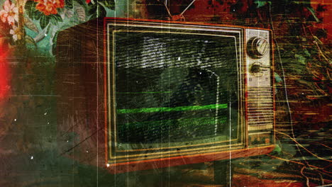 ai retro television sets with overlayed film glitch textures