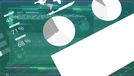 animación del procesamiento digital de datos y la interfaz digital y la cuadrícula sobre fondo azul