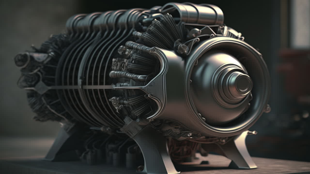 motor de máquina, maquinaria mecánica metálica motor en el taller mecánico