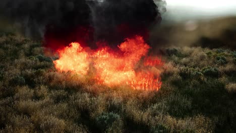 Rotes-Feuer-Im-Trockenen-Kraut