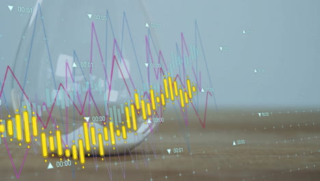 animation of data processing and diagrams over hourglass