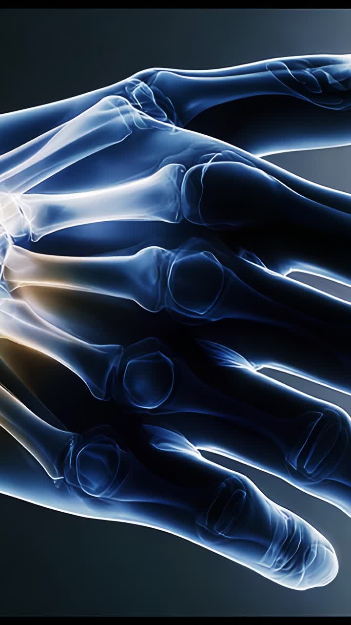 Dynamic X-ray Visualization of a Human Hand Skeleton with Emphasis on Bone Structure and Joint Flexibility Captured in Two Distinct Frames for Analysis