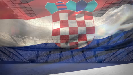 croatian flag with stadium in background