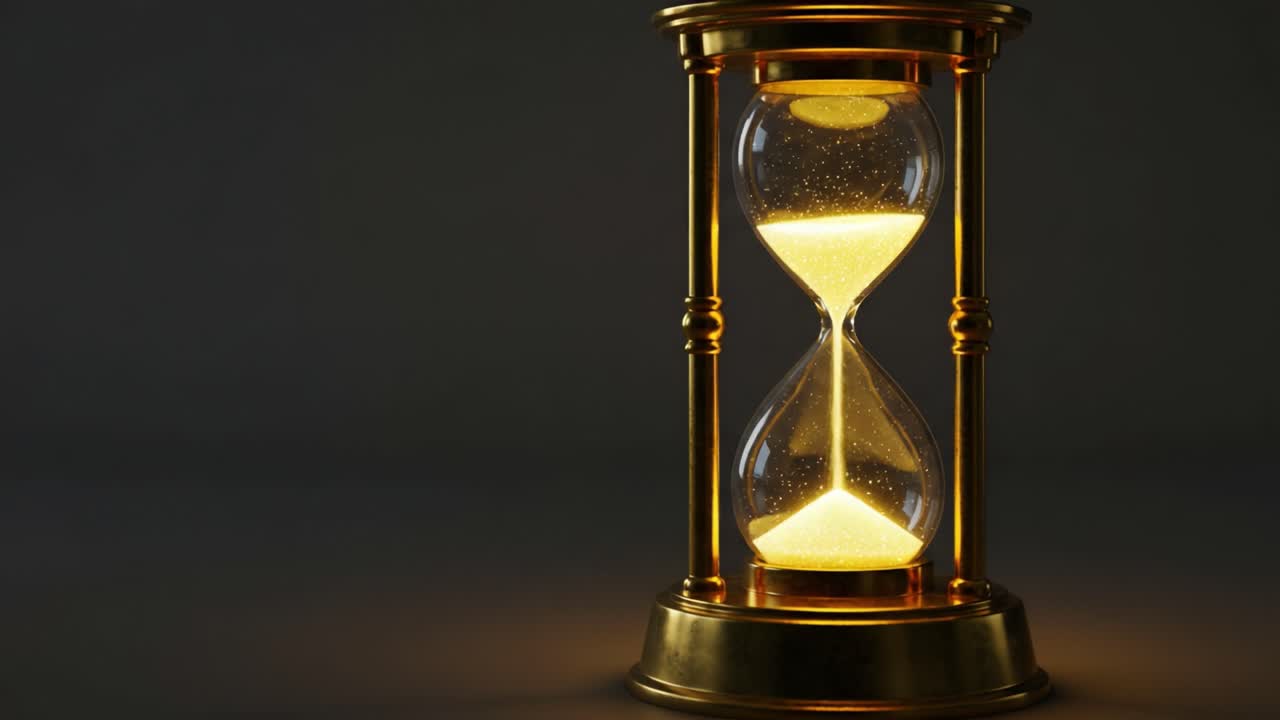 A Beautifully Crafted Hourglass Displaying Golden Sand Flowing, Symbolizing the Passage of Time in an Elegant Design