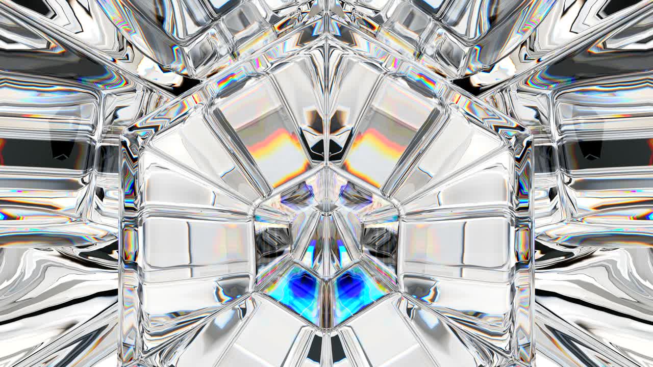 vidrio de diamante brillante o caleidoscopio que gira en bucle sin costuras.