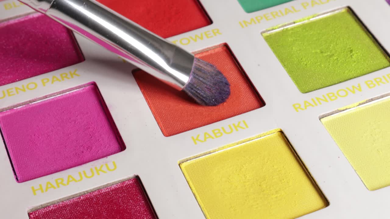 Shot of eyeshadow palette with light colors.