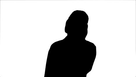 silhouette young female doctor have a call to a patient to tell about good results