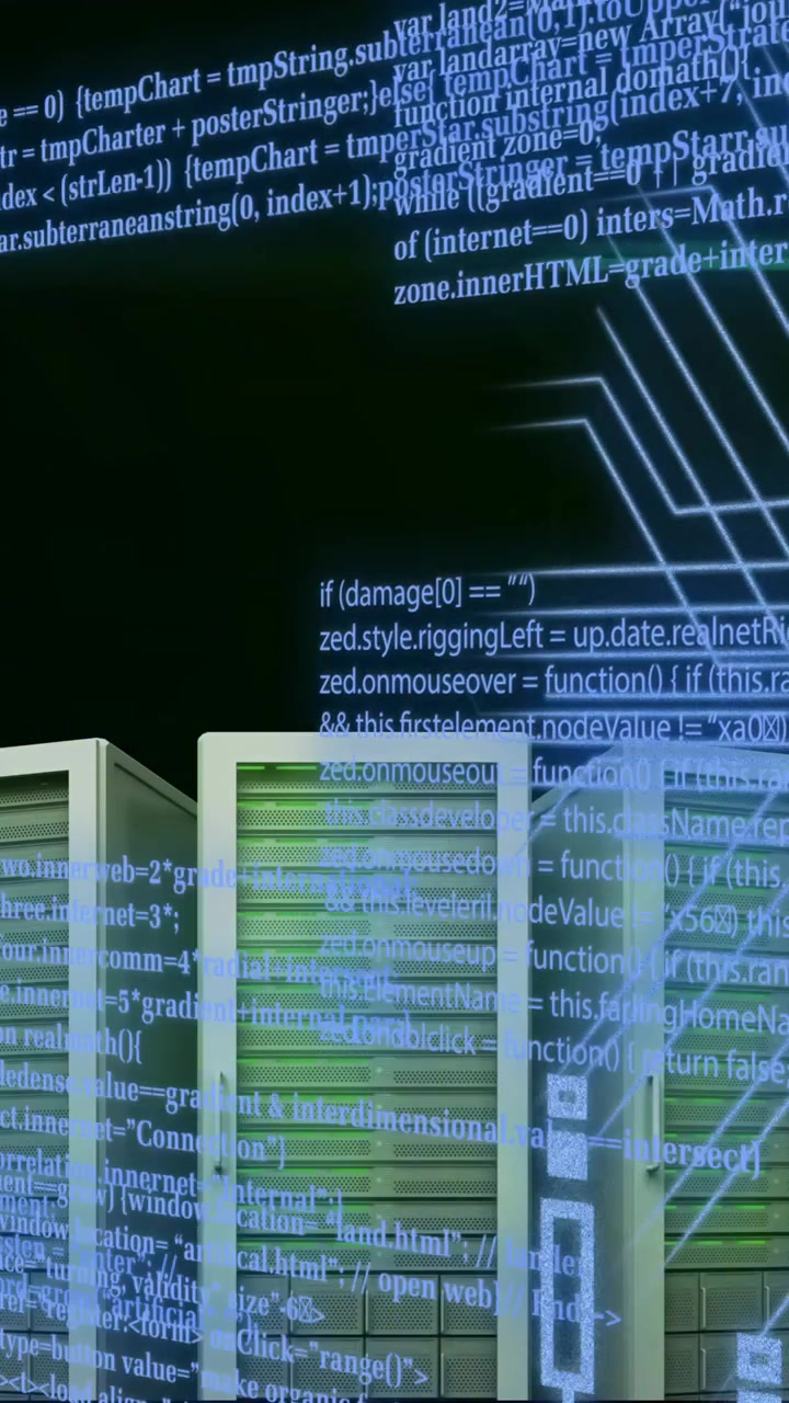 Animation of connections and data processing over computer servers