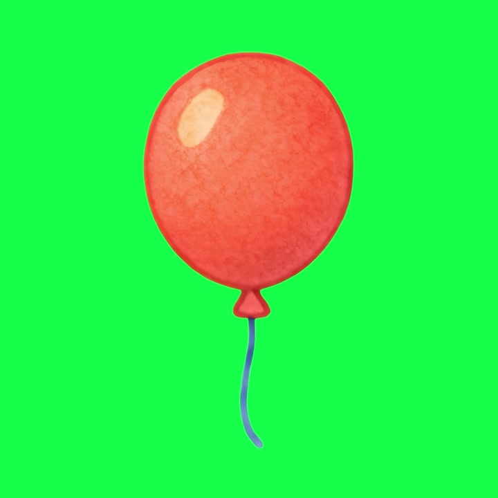 Palloncino rosso che fluttua su sfondo green screen