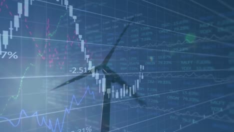 Animation-of-financial-data-processing-over-wind-turbine