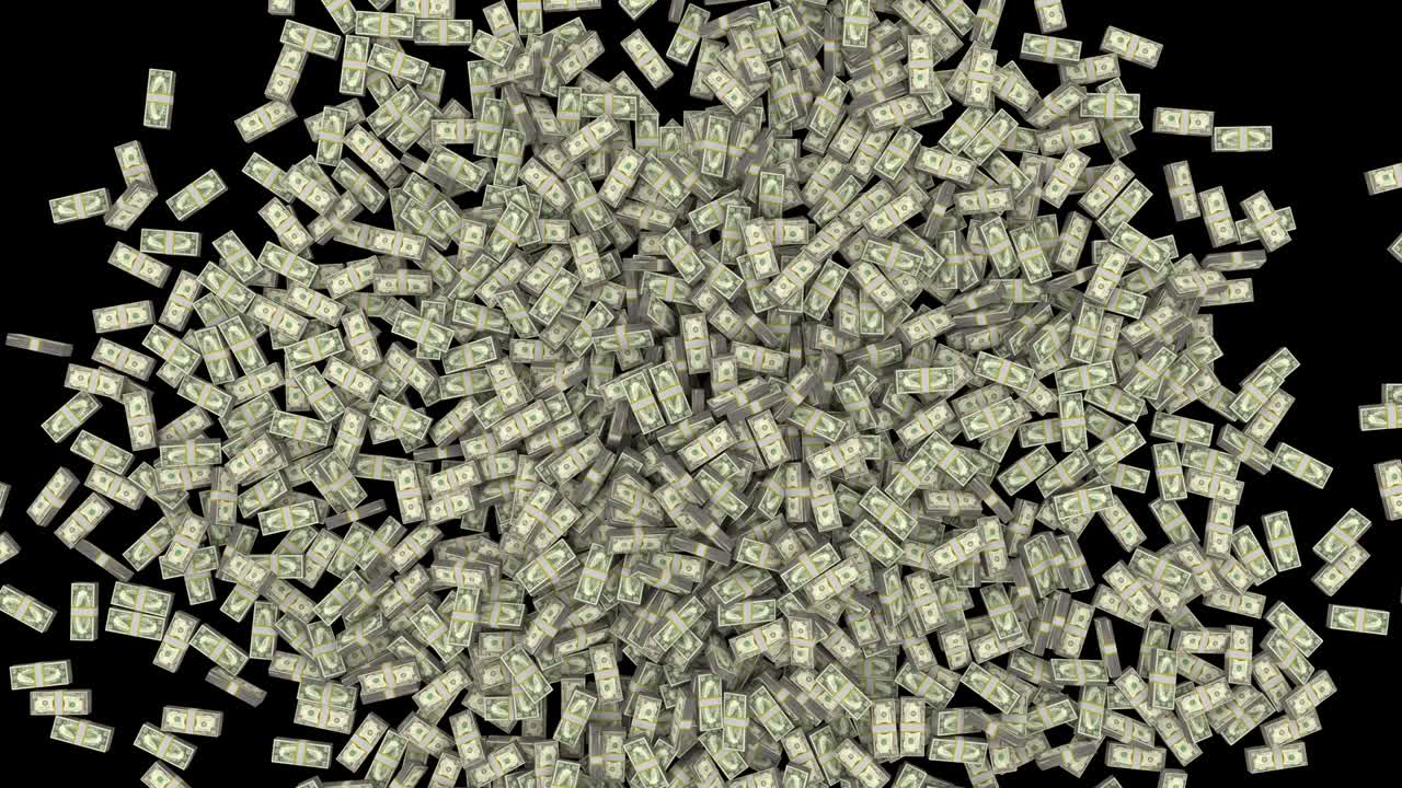 el dinero se acumula paquetes de dólares cayendo ganancias financieras de los ee.uu. impuesto de moneda estadounidense