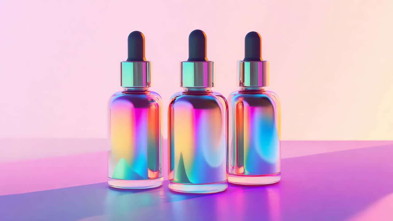 Colorful Iridescent Serum Bottles