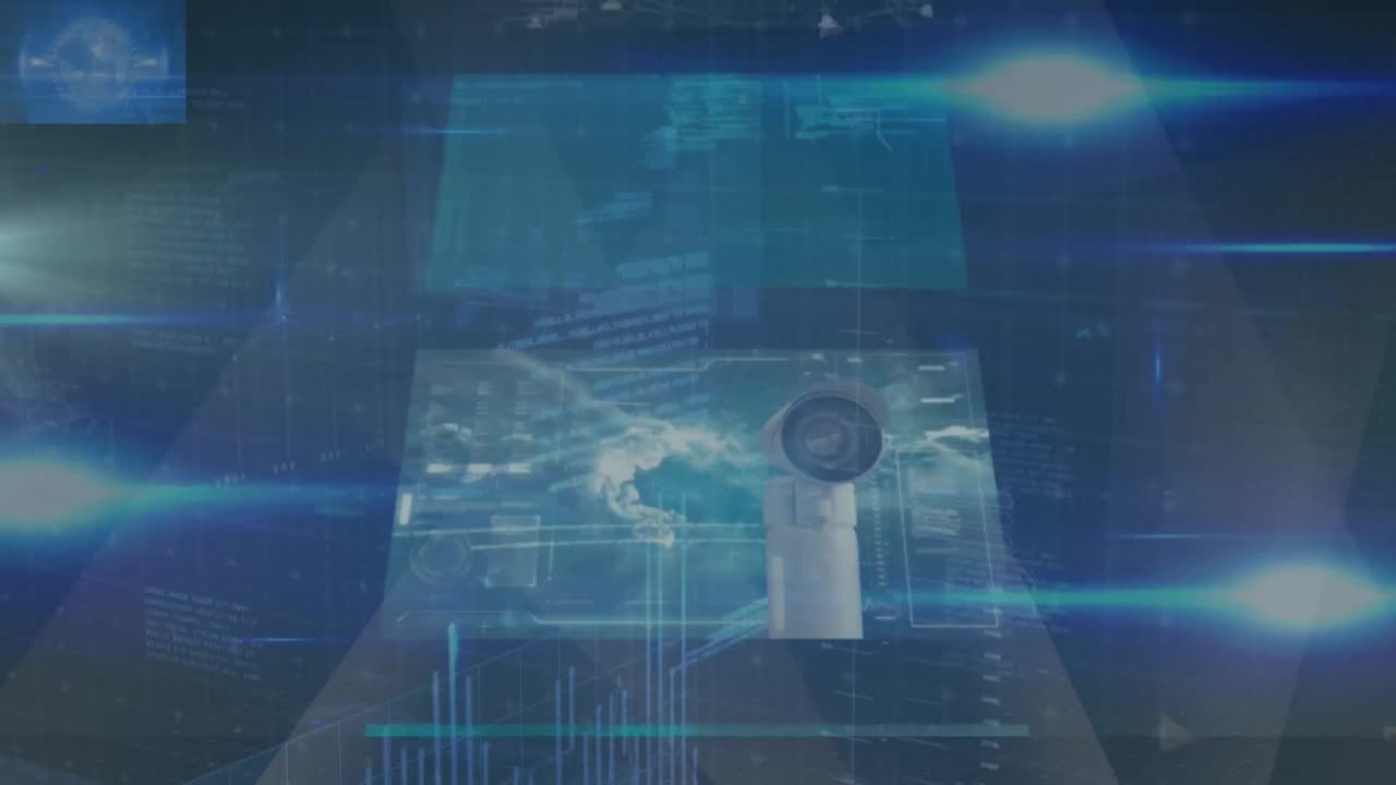 animación del procesamiento de datos en pantallas con fondo naval