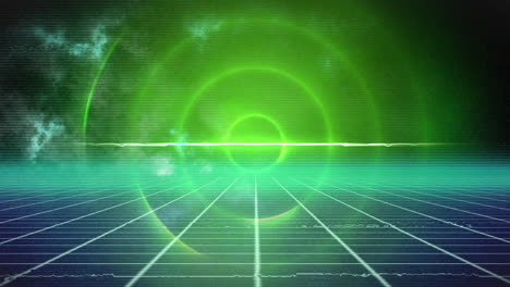 animation of glowing circles in green space