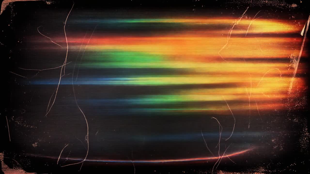 Vintage Film Overlay with Flickering Colorful Light Streaks