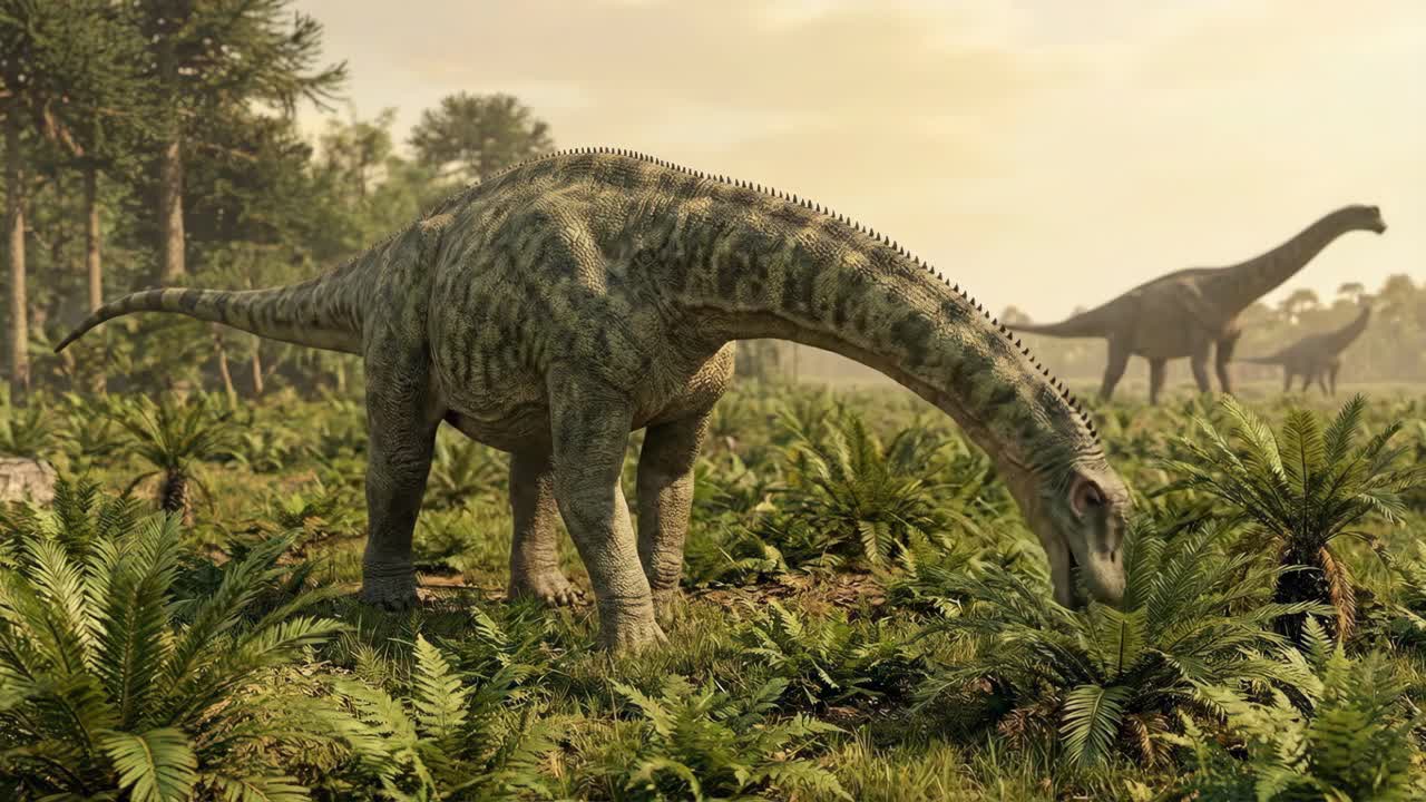 Iguanodones pastando en un paisaje prehistórico