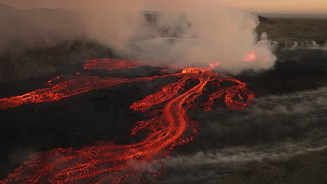 lava flow from volcano eruption