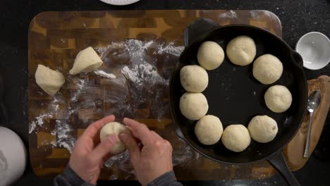 making bread rolls in a cast iron skillet