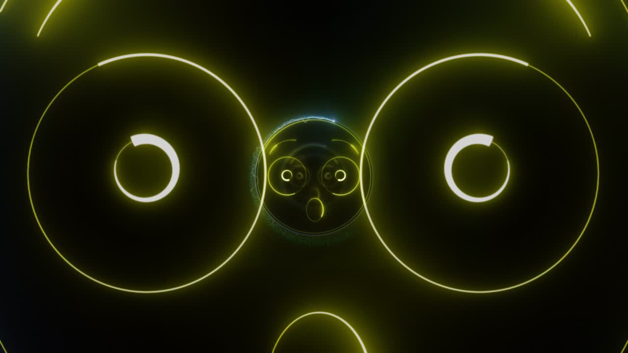 ASTONISHED Emoji Neon Background, Animation, Loop