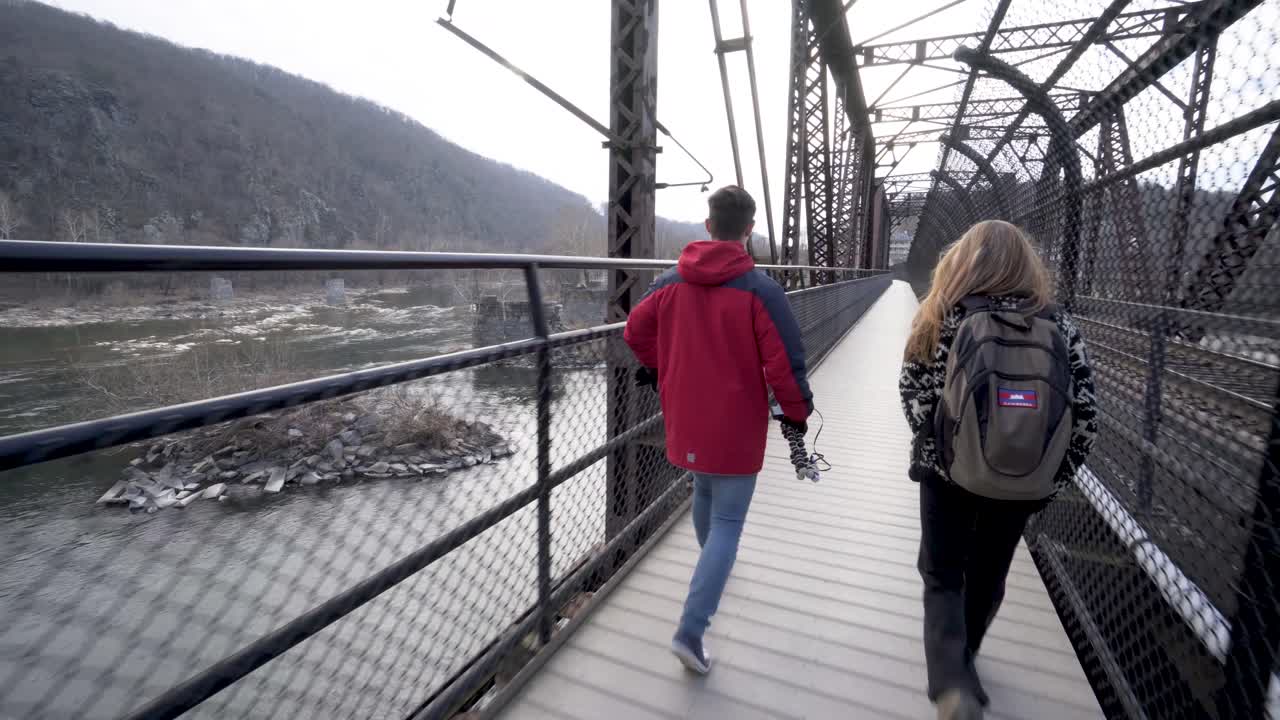 People walking on a bridge