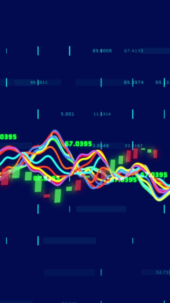 Animation of data processing over blue background