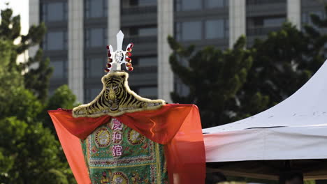 cultural flag at lunar new year festival in taipei, taiwan