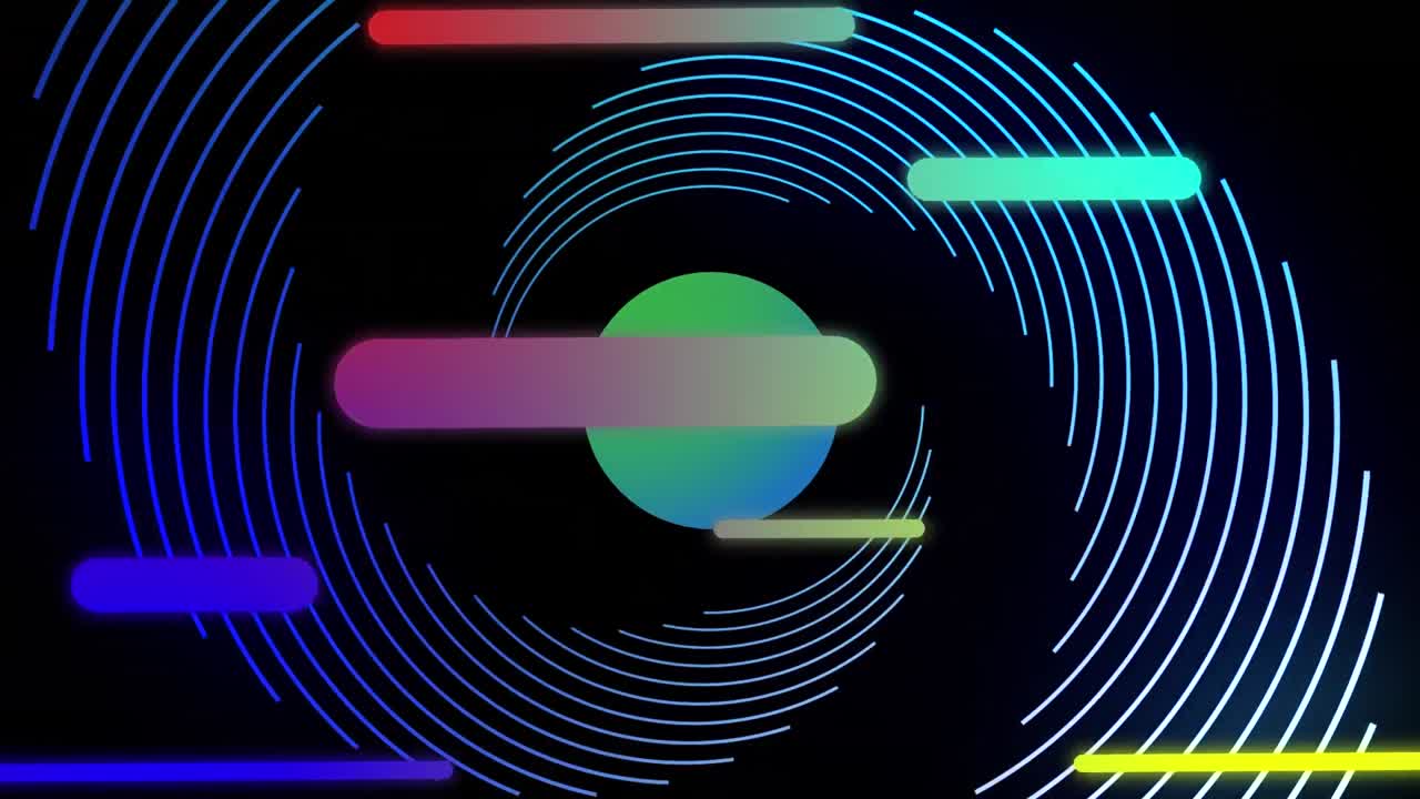 animación de formas y líneas que se mueven sobre un fondo negro