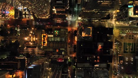 March-2023---4K-night-aerial-of-Downtown-Los-Angeles,-California,-USA