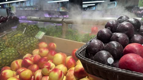 Fresh-fruit-plums,-nectarines-and-pineapples