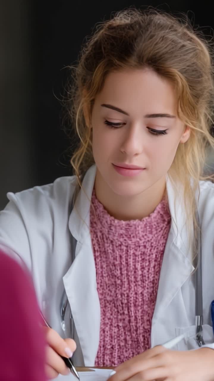 Lääkäri potilaskonsultaatioissa: Keskittynyt terveydenhuollon ammattilainen antaa syvällistä ohjausta lääkärikäynnin aikana.