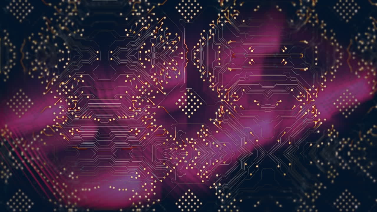 Animation of integrated circuit over pink background