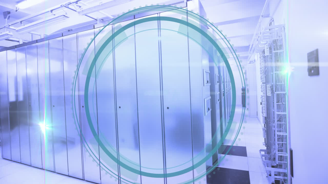 컴퓨터 서버를 통해 데이터 처리의 애니메이션