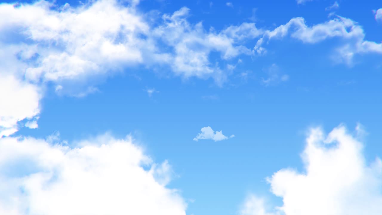 구름과 함께 아름다운 파란 하늘 루프 애니메이션 배경 녹색 화면