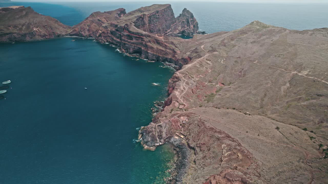 Madeira, coastal area with cliffs, island, ocean, seaside, rocky, drone, aerial