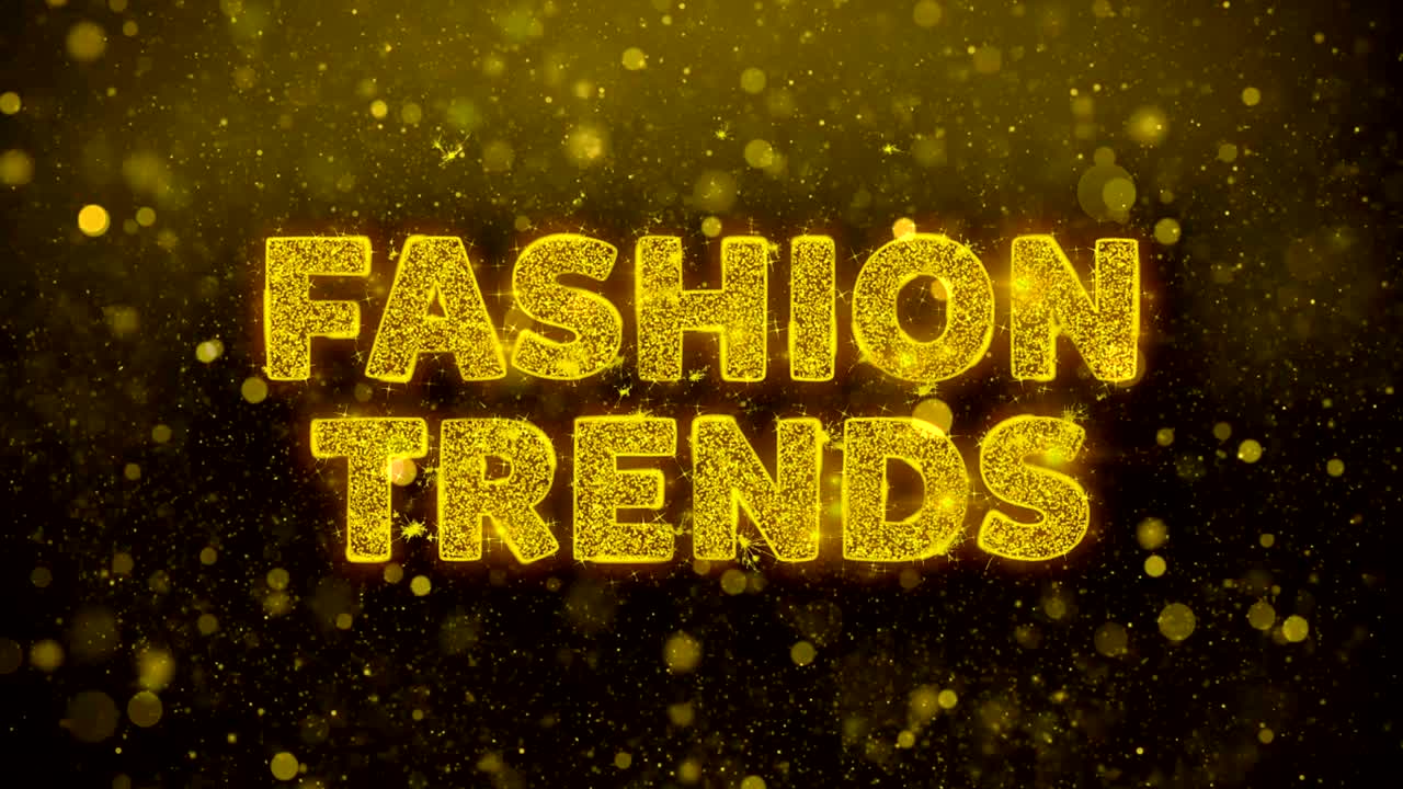 las tendencias de la moda texto en brillo dorado partículas de brillo animación.