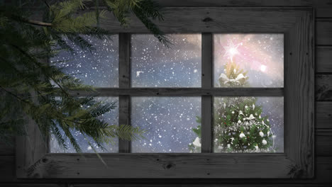 Winterlandschaft-Durch-Fenster-Gesehen