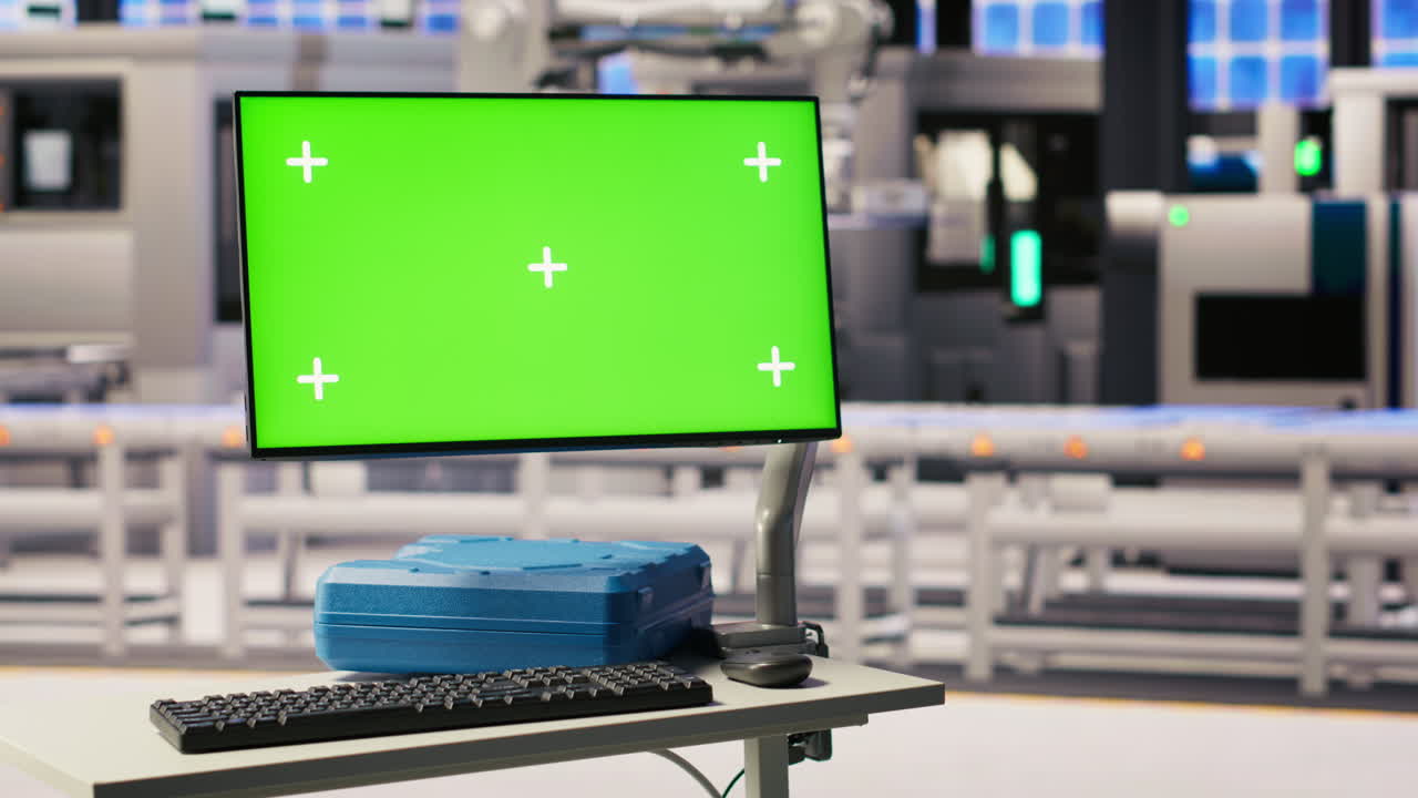 Vertical video Chroma key mockup display in industry 4.0 solar panels plant