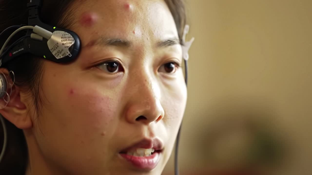Woman Undergoing Brain Monitoring Procedure
