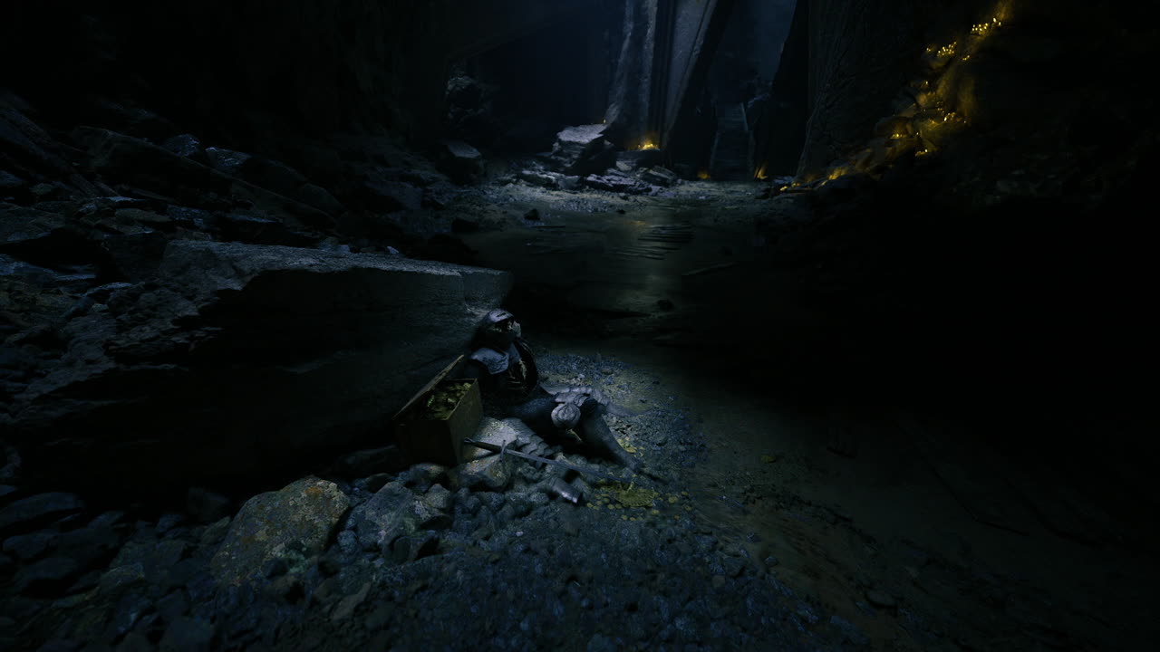 Gloomy cave interior mysterious subterranean cave with uneven surfaces