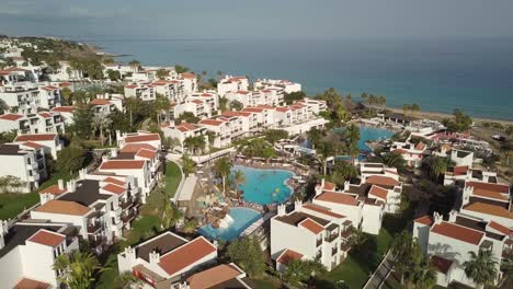 fuerteventura island view from above town laid on coastline atlantic ocean spain